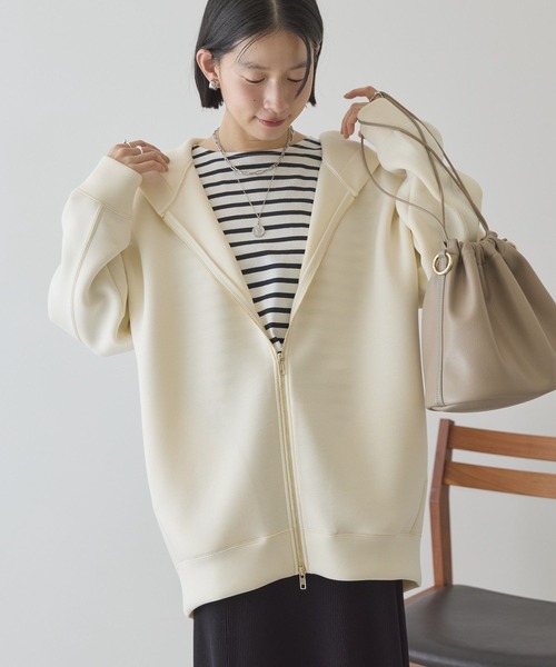 AMERICAN HOLIC（アメリカンホリック）の「ポンチZIPパーカー（パーカー・レディース・グレー系その他/アイボリー/ダークネイビー・L/M）」の2枚目の写真