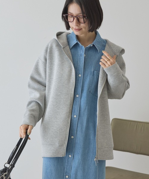 AMERICAN HOLIC（アメリカンホリック）の「ポンチZIPパーカー（パーカー・レディース・グレー系その他/アイボリー/ダークネイビー・L/M）」の4枚目の写真