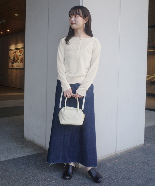 SLOBE IENA(スローブイエナ)の「tyn.TGOR/トゴール SLOBE別注 タンクセットカーディガン 【手洗い可能】(カーディガン/ボレロ・レディース・アイボリー/サックスブルー・FREE)」の3枚目の写真