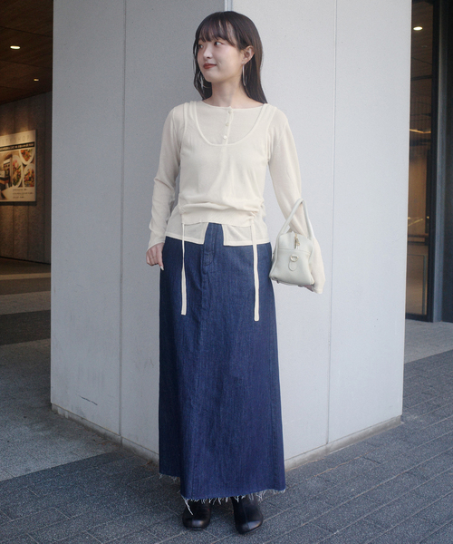 SLOBE IENA(スローブイエナ)の「tyn.TGOR/トゴール SLOBE別注 タンクセットカーディガン 【手洗い可能】(カーディガン/ボレロ・レディース・アイボリー/サックスブルー・FREE)」の4枚目の写真