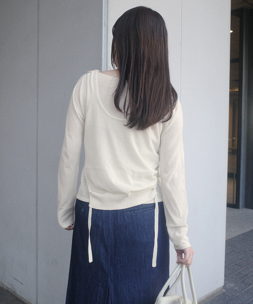 SLOBE IENA(スローブイエナ)の「tyn.TGOR/トゴール SLOBE別注 タンクセットカーディガン 【手洗い可能】(カーディガン/ボレロ・レディース・アイボリー/サックスブルー・FREE)」の9枚目の写真