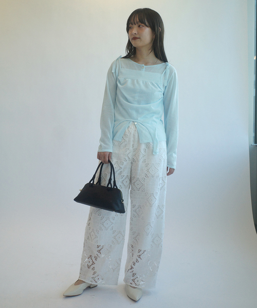 SLOBE IENA(スローブイエナ)の「tyn.TGOR/トゴール SLOBE別注 タンクセットカーディガン 【手洗い可能】(カーディガン/ボレロ・レディース・アイボリー/サックスブルー・FREE)」の14枚目の写真