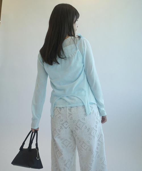 SLOBE IENA(スローブイエナ)の「tyn.TGOR/トゴール SLOBE別注 タンクセットカーディガン 【手洗い可能】(カーディガン/ボレロ・レディース・アイボリー/サックスブルー・FREE)」の20枚目の写真