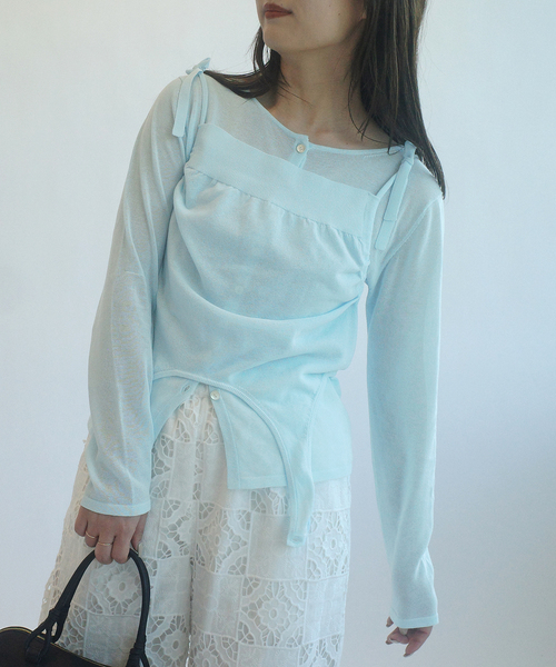 SLOBE IENA(スローブイエナ)の「tyn.TGOR/トゴール SLOBE別注 タンクセットカーディガン 【手洗い可能】(カーディガン/ボレロ・レディース・アイボリー/サックスブルー・FREE)」の21枚目の写真