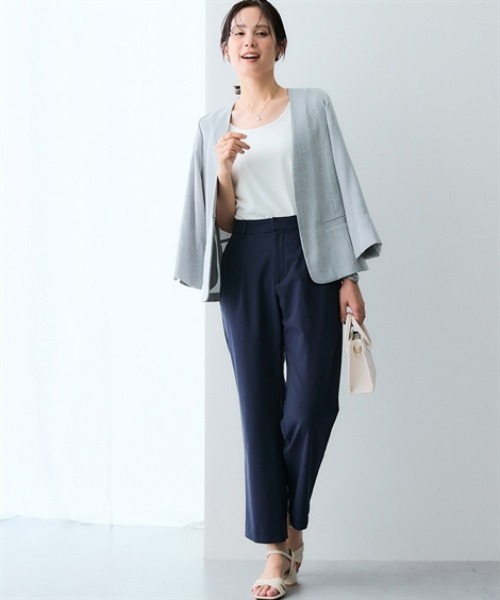 7days Life Styling(セブンデイズライフスタイリング)の「サラサラ裏メッシュ綿混ストレッチストレートパンツ(接触冷感・吸汗速乾・ストレッチ・UVカット)(その他パンツ・レディース・ネイビー/グレー/ブラック・3L/LL/L/M)」の6枚目の写真