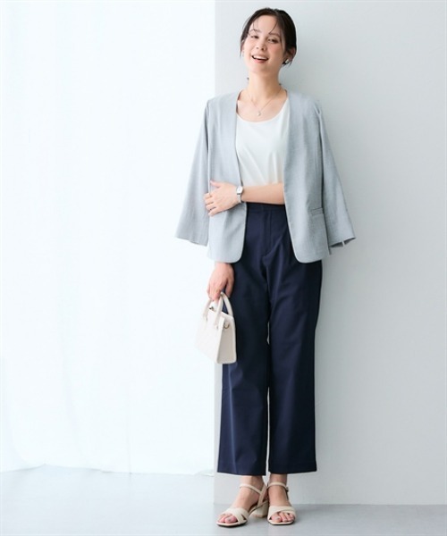 7days Life Styling(セブンデイズライフスタイリング)の「サラサラ裏メッシュ綿混ストレッチストレートパンツ(接触冷感・吸汗速乾・ストレッチ・UVカット)(その他パンツ・レディース・ネイビー/グレー/ブラック・3L/LL/L/M)」の8枚目の写真