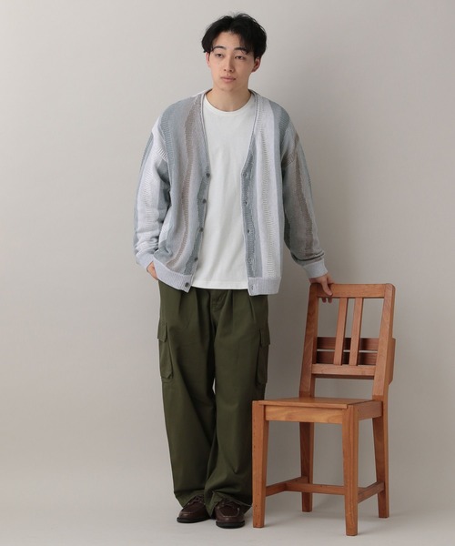 RAGEBLUE(レイジブルー)の「Wave Stripe Pattern Knit Cardigan/レトロ柄ジャガードニットカーディガン(カーディガン/ボレロ・メンズ・ブルー/グレー/その他22・MEDIUM/LARGE)」の4枚目の写真