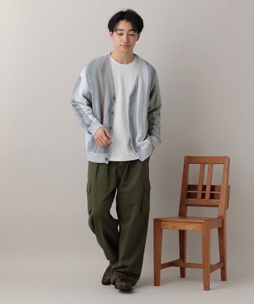 RAGEBLUE(レイジブルー)の「Wave Stripe Pattern Knit Cardigan/レトロ柄ジャガードニットカーディガン(カーディガン/ボレロ・メンズ・ブルー/グレー/その他22・MEDIUM/LARGE)」の5枚目の写真
