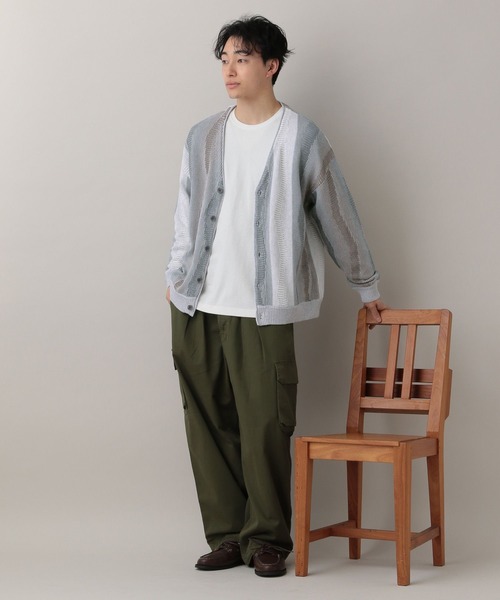 RAGEBLUE(レイジブルー)の「Wave Stripe Pattern Knit Cardigan/レトロ柄ジャガードニットカーディガン(カーディガン/ボレロ・メンズ・ブルー/グレー/その他22・MEDIUM/LARGE)」の6枚目の写真