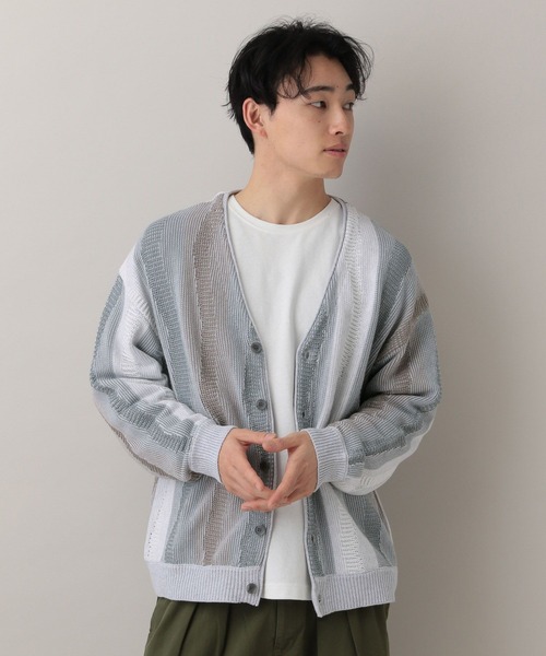 RAGEBLUE(レイジブルー)の「Wave Stripe Pattern Knit Cardigan/レトロ柄ジャガードニットカーディガン(カーディガン/ボレロ・メンズ・ブルー/グレー/その他22・MEDIUM/LARGE)」の18枚目の写真