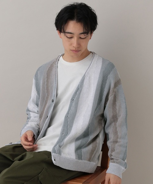 RAGEBLUE(レイジブルー)の「Wave Stripe Pattern Knit Cardigan/レトロ柄ジャガードニットカーディガン(カーディガン/ボレロ・メンズ・ブルー/グレー/その他22・MEDIUM/LARGE)」の20枚目の写真