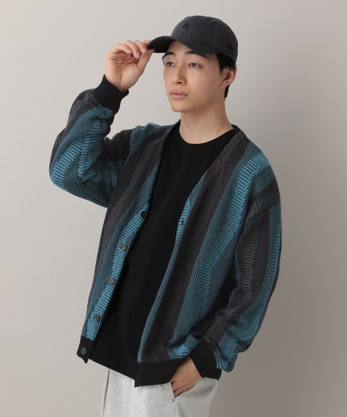 RAGEBLUE(レイジブルー)の「Wave Stripe Pattern Knit Cardigan/レトロ柄ジャガードニットカーディガン(カーディガン/ボレロ・メンズ・ブルー/グレー/その他22・MEDIUM/LARGE)」の13枚目の写真