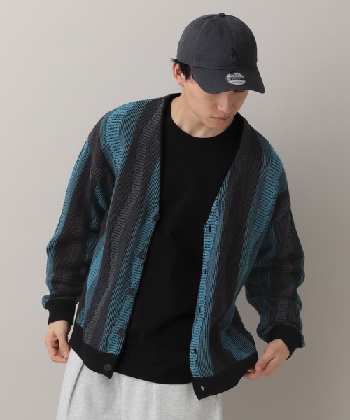 RAGEBLUE(レイジブルー)の「Wave Stripe Pattern Knit Cardigan/レトロ柄ジャガードニットカーディガン(カーディガン/ボレロ・メンズ・ブルー/グレー/その他22・MEDIUM/LARGE)」の14枚目の写真