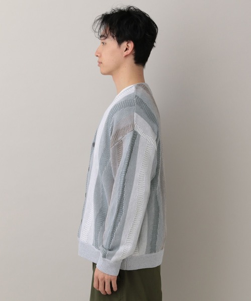 RAGEBLUE(レイジブルー)の「Wave Stripe Pattern Knit Cardigan/レトロ柄ジャガードニットカーディガン(カーディガン/ボレロ・メンズ・ブルー/グレー/その他22・MEDIUM/LARGE)」の16枚目の写真