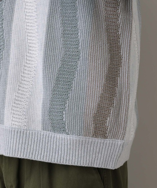 RAGEBLUE(レイジブルー)の「Wave Stripe Pattern Knit Cardigan/レトロ柄ジャガードニットカーディガン(カーディガン/ボレロ・メンズ・ブルー/グレー/その他22・MEDIUM/LARGE)」の9枚目の写真