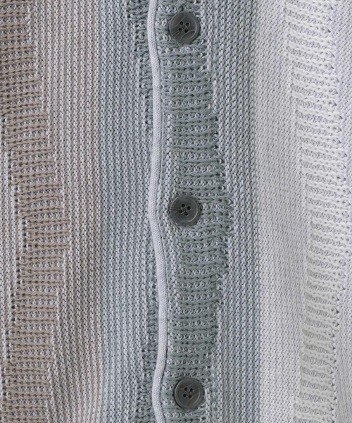 RAGEBLUE(レイジブルー)の「Wave Stripe Pattern Knit Cardigan/レトロ柄ジャガードニットカーディガン(カーディガン/ボレロ・メンズ・ブルー/グレー/その他22・MEDIUM/LARGE)」の10枚目の写真