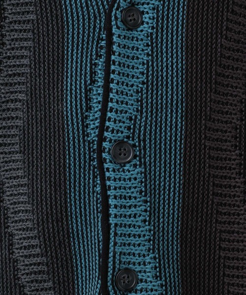 RAGEBLUE(レイジブルー)の「Wave Stripe Pattern Knit Cardigan/レトロ柄ジャガードニットカーディガン(カーディガン/ボレロ・メンズ・ブルー/グレー/その他22・MEDIUM/LARGE)」の11枚目の写真