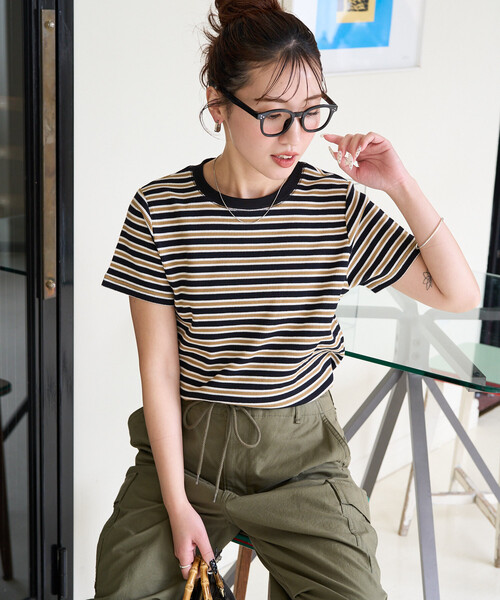 限定展開 マルチボーダー 半袖 Tシャツ（Tシャツ/カットソー