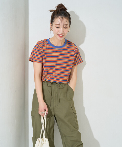 限定展開 マルチボーダー 半袖 Tシャツ（Tシャツ/カットソー