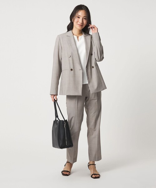 A DAY IN THE LIFE UNITED ARROWS（アデイインザライフユナイテッドアローズ）の「グレンチェック タックストレートパンツ  ‐セットアップ対応・ウォッシャブル‐ ＜A DAY IN THE LIFE＞（スラックス・レディース・ベージュ・40/36/38）」の3枚目の写真