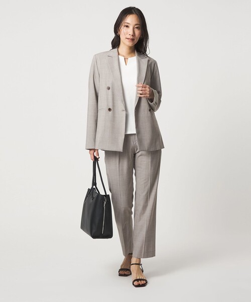 A DAY IN THE LIFE UNITED ARROWS（アデイインザライフユナイテッドアローズ）の「グレンチェック タックストレートパンツ  ‐セットアップ対応・ウォッシャブル‐ ＜A DAY IN THE LIFE＞（スラックス・レディース・ベージュ・40/36/38）」の4枚目の写真
