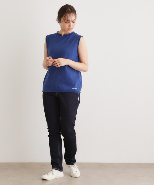 LAURA ASHLEY(ローラアシュレイ)の「【人気デザイン!日本製/ロゴ刺繍入り/ワンマイルウエア】コットン ニットベスト(ニット/セーター・レディース・ブルー/アイボリー/グリーン・38)」の14枚目の写真