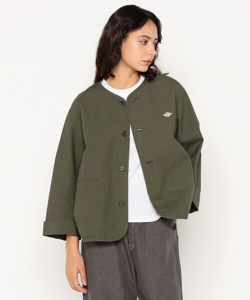 Downproof Collarless Short Jacket オフホワイト Women's Downproof Collarless Short Jacket（ノーカラージャケット