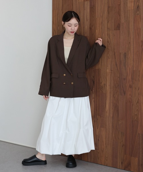 J by blue(ジェイバイブルー)の「リネンライクシャツジャケット(テーラードジャケット・レディース・ブラウン/ベージュ・MEDIUM)」の7枚目の写真