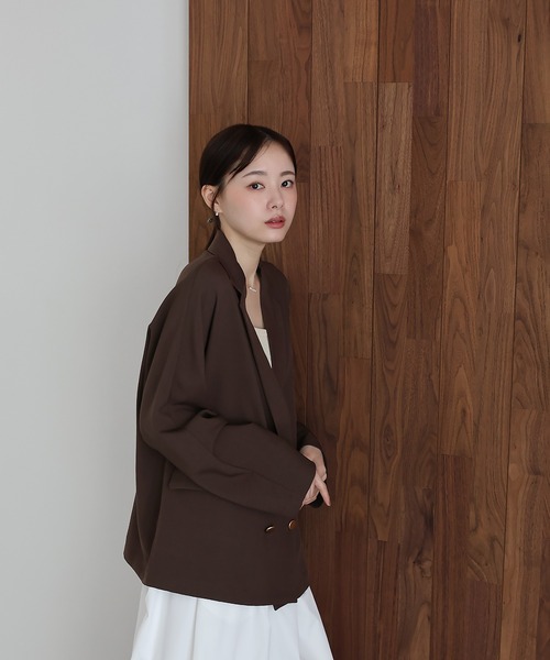 J by blue(ジェイバイブルー)の「リネンライクシャツジャケット(テーラードジャケット・レディース・ブラウン/ベージュ・MEDIUM)」の6枚目の写真