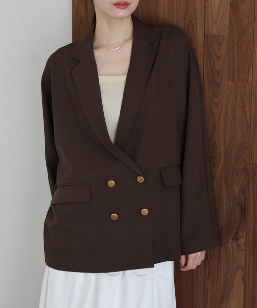 J by blue(ジェイバイブルー)の「リネンライクシャツジャケット(テーラードジャケット・レディース・ブラウン/ベージュ・MEDIUM)」の10枚目の写真