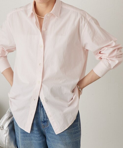 LIVETART（リヴェタート）の「コットンウォッシュシャツ（シャツ/ブラウス・レディース・ピンク/ホワイト・FREE）」の2枚目の写真