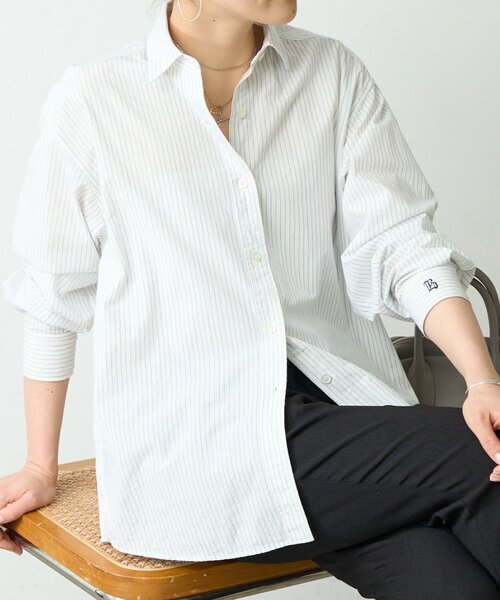 LIVETART（リヴェタート）の「コットンウォッシュシャツ（シャツ/ブラウス・レディース・ピンク/ホワイト・FREE）」の3枚目の写真