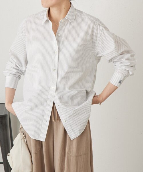 LIVETART（リヴェタート）の「コットンウォッシュシャツ（シャツ/ブラウス・レディース・ピンク/ホワイト・FREE）」の4枚目の写真