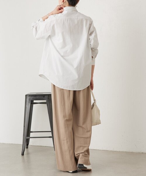 LIVETART（リヴェタート）の「コットンウォッシュシャツ（シャツ/ブラウス・レディース・ピンク/ホワイト・FREE）」の10枚目の写真