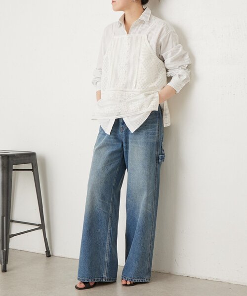 LIVETART（リヴェタート）の「コットンウォッシュシャツ（シャツ/ブラウス・レディース・ピンク/ホワイト・FREE）」の11枚目の写真