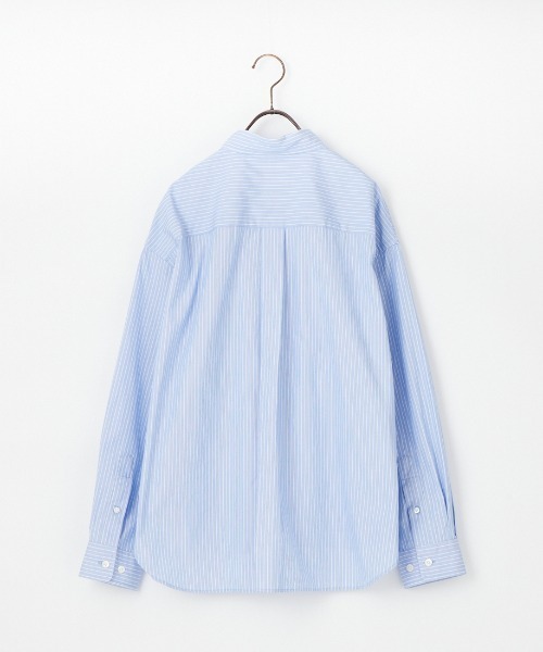 GYMPHLEX（ジムフレックス）の「[GYMPHLEX/ジムフレックス] ワンポイントロゴ刺繍 ボタンダウンストライプシャツ（シャツ/ブラウス・レディース・ブルー・14）」の2枚目の写真