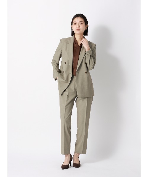 SUIT SQUARE（スーツスクエア）の「ダブルブレストジャケット ウォッシャブル ストレッチ UVカット TRトロピカル 無地（テーラードジャケット・レディース・カーキ/ネイビー・40(11号)/38(9号)/36(7号)）」の3枚目の写真