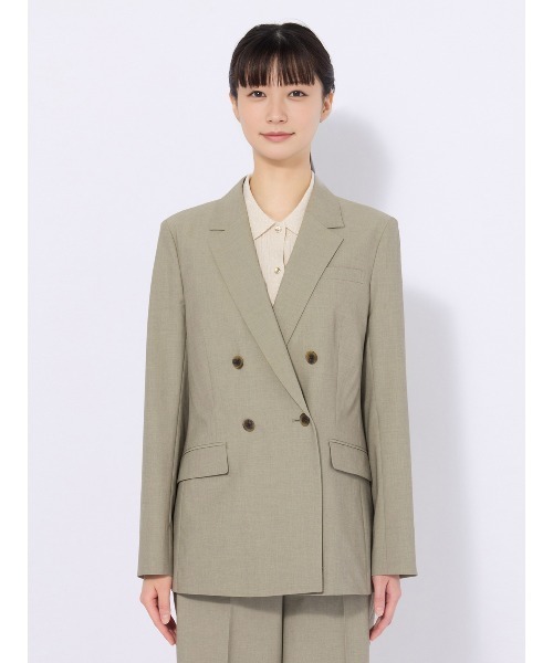 SUIT SQUARE（スーツスクエア）の「ダブルブレストジャケット ウォッシャブル ストレッチ UVカット TRトロピカル 無地（テーラードジャケット・レディース・カーキ/ネイビー・40(11号)/38(9号)/36(7号)）」の6枚目の写真