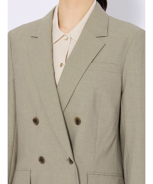 SUIT SQUARE（スーツスクエア）の「ダブルブレストジャケット ウォッシャブル ストレッチ UVカット TRトロピカル 無地（テーラードジャケット・レディース・カーキ/ネイビー・40(11号)/38(9号)/36(7号)）」の9枚目の写真