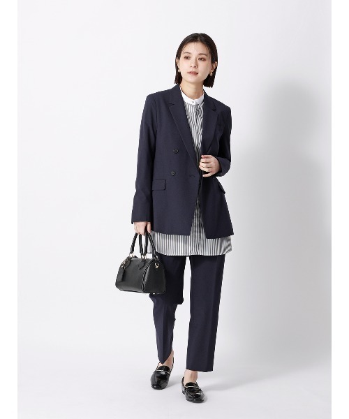 SUIT SQUARE（スーツスクエア）の「ダブルブレストジャケット ウォッシャブル ストレッチ UVカット TRトロピカル 無地（テーラードジャケット・レディース・カーキ/ネイビー・40(11号)/38(9号)/36(7号)）」の18枚目の写真