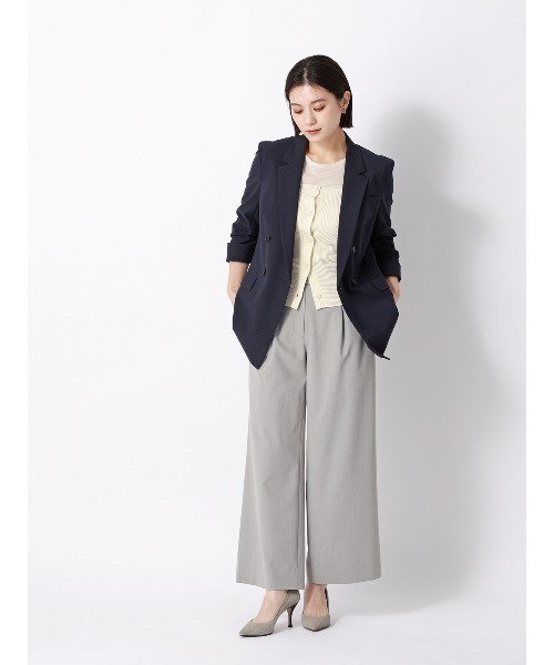 SUIT SQUARE（スーツスクエア）の「ダブルブレストジャケット ウォッシャブル ストレッチ UVカット TRトロピカル 無地（テーラードジャケット・レディース・カーキ/ネイビー・40(11号)/38(9号)/36(7号)）」の20枚目の写真