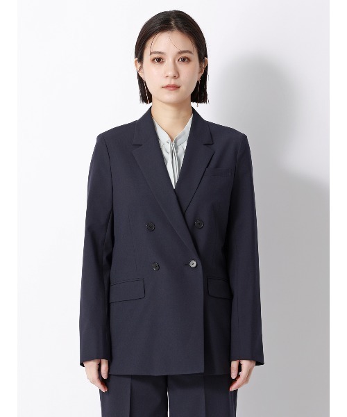 SUIT SQUARE（スーツスクエア）の「ダブルブレストジャケット ウォッシャブル ストレッチ UVカット TRトロピカル 無地（テーラードジャケット・レディース・カーキ/ネイビー・40(11号)/38(9号)/36(7号)）」の21枚目の写真