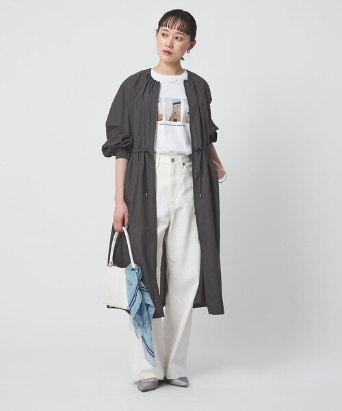 green label relaxing（グリーンレーベルリラクシング）の「ギャザー ドロスト コート 撥水（その他アウター・レディース・ダークグレー/ベージュ・38/36）」の7枚目の写真