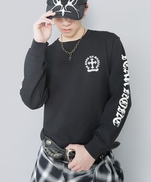 SPINNS | 短丈ロングスリーブTシャツ/クロスロゴ/バックプリント(Tシャツ/カットソー)