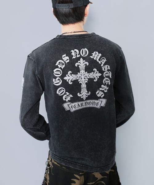 SPINNS（スピンズ）の「短丈ロングスリーブTシャツ/クロスロゴ/バックプリント（Tシャツ/カットソー・メンズ・ブラック系その他/ウッドランド/ホワイト/ブラック・ONESIZE）」の9枚目の写真