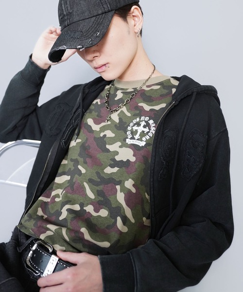 SPINNS（スピンズ）の「短丈ロングスリーブTシャツ/クロスロゴ/バックプリント（Tシャツ/カットソー・メンズ・ブラック系その他/ウッドランド/ホワイト/ブラック・ONESIZE）」の18枚目の写真