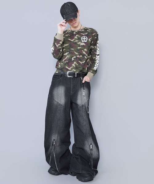 SPINNS（スピンズ）の「短丈ロングスリーブTシャツ/クロスロゴ/バックプリント（Tシャツ/カットソー・メンズ・ブラック系その他/ウッドランド/ホワイト/ブラック・ONESIZE）」の12枚目の写真