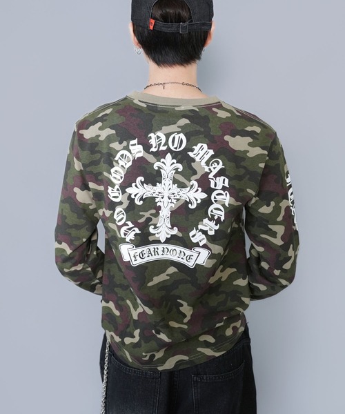 SPINNS（スピンズ）の「短丈ロングスリーブTシャツ/クロスロゴ/バックプリント（Tシャツ/カットソー・メンズ・ブラック系その他/ウッドランド/ホワイト/ブラック・ONESIZE）」の16枚目の写真