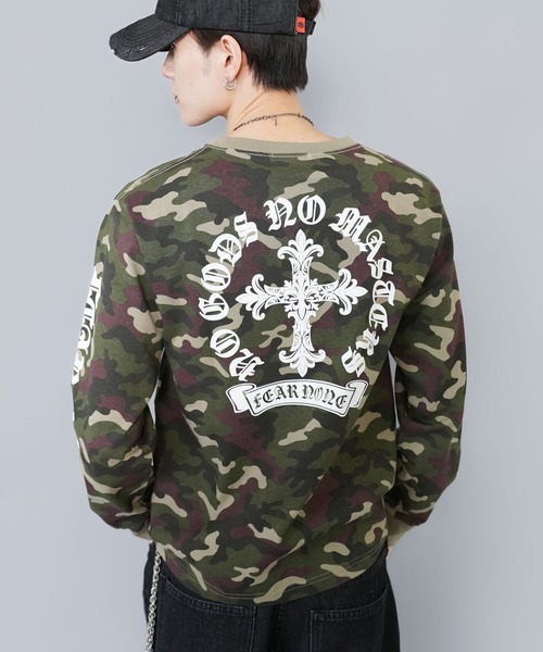 SPINNS（スピンズ）の「短丈ロングスリーブTシャツ/クロスロゴ/バックプリント（Tシャツ/カットソー・メンズ・ブラック系その他/ウッドランド/ホワイト/ブラック・ONESIZE）」の17枚目の写真