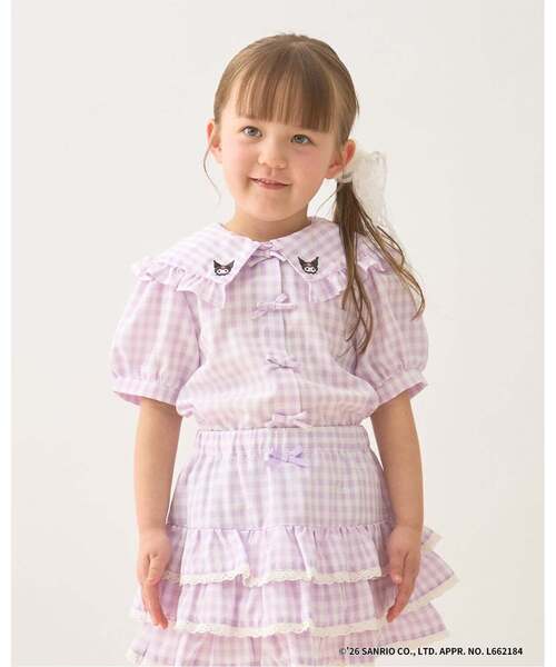 Lycee mine（リセマイン）の「【サンリオキャラクターズ】ハローキティ/クロミ アソート刺しゅうブラウス（シャツ/ブラウス・キッズ・サックスブルー/ブラック/レッド/ラベンダー・110cm/130cm/100cm/140cm/120cm）」の3枚目の写真